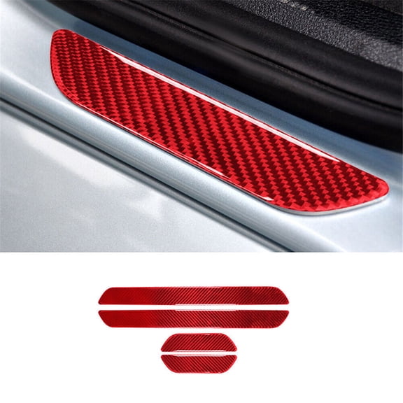 Soft Carbon Fiber Car Interior Decor Kits 4Pcs Red Carbon Fiber Interior Door Sill Accent Cover Trim For BMW X5 E70 X6 E71 Sticker