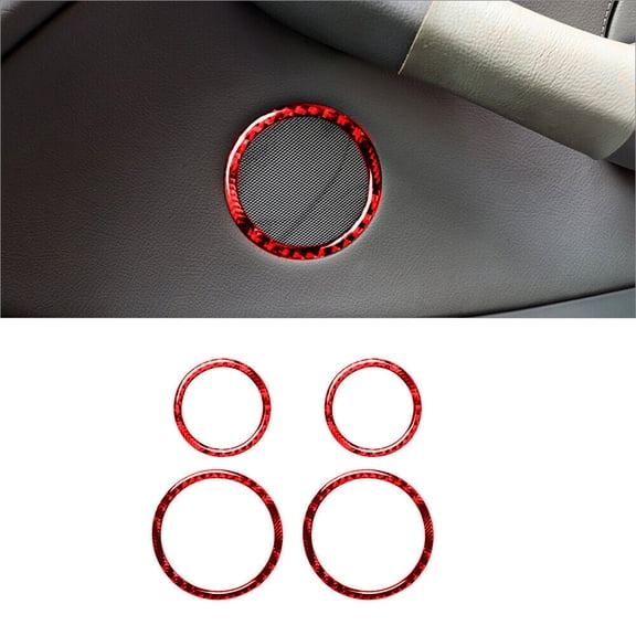 Soft Carbon Fiber Car Interior Decor Kits 4Pcs Red Carbon Fiber Interior Door Speaker Cover Trim For BMW 3 Series E46 Sticker