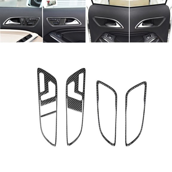 Soft Carbon Fiber Car Interior Decor Kits 5Pcs For Mercedes Benz CLA GLA Carbon Fiber Interior Door Handle Cover Trim Sticker