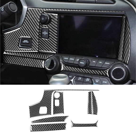 Soft Carbon Fiber Car Interior Decor Kits 7Pcs For Chevrolet Corvette C7 Carbon Fiber Interior Central Console Cover Trim Sticker