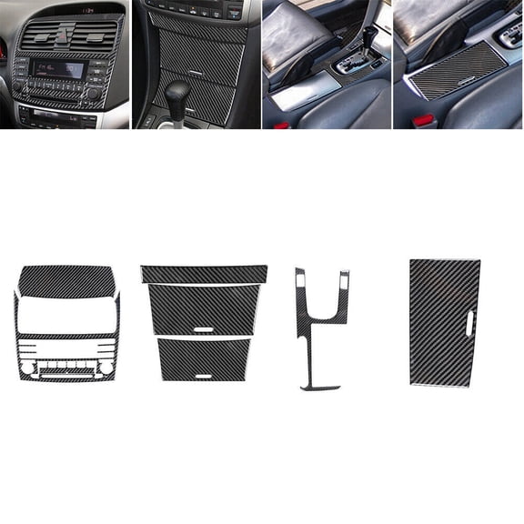 Soft Carbon Fiber Car Interior Decor Kits 8Pcs Carbon Fiber Interior Central Console Cover Trim For Acura TSX 2004-08 Sticker