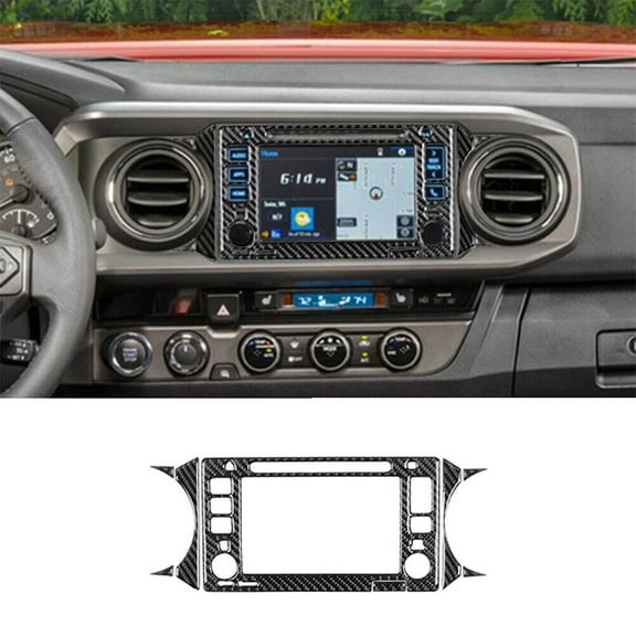 Soft Carbon Fiber Car Interior Decor Kits 8Pcs Carbon Fiber Interior Radio With Navigation Cover Trim For Toyota Tacoma Sticker