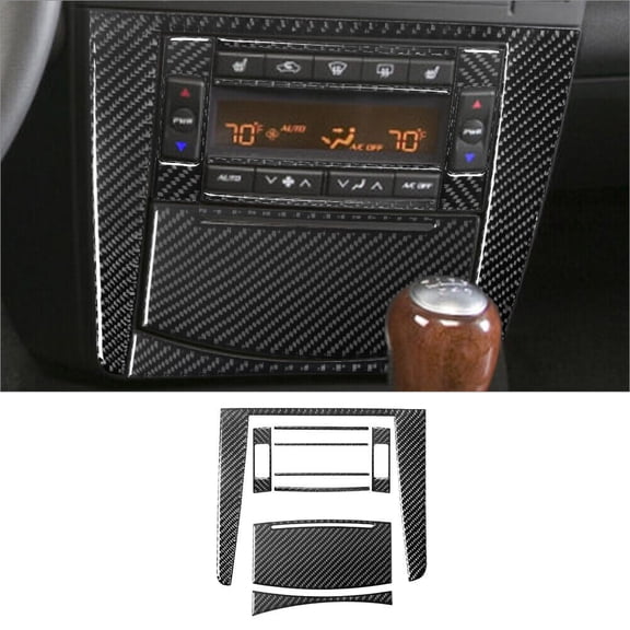 Soft Carbon Fiber Car Interior Decor Kits 9Pcs Carbon Fiber Interior Climate Console Cover Trim For Cadillac CTS 2003-07 Sticker