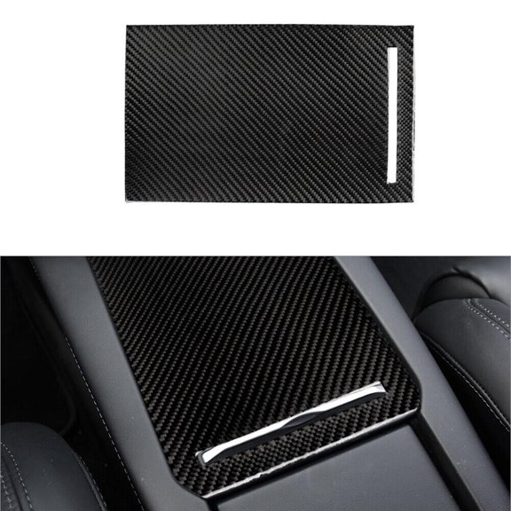 Soft Carbon Fiber Car Interior Decor Kits Carbon Fiber Center Storage Box Panel Cover Trim For Tesla Model X 2014-2019 Sticker