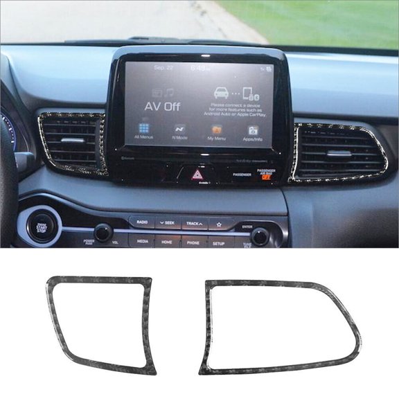 Soft Carbon Fiber Car Interior Decor Kits Carbon Fiber Interior Center Air Vent Outlet Cover Trim For Hyundai Veloster Sticker