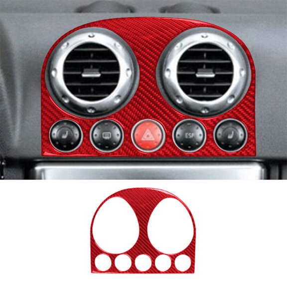 Soft Carbon Fiber Car Interior Decor Kits For Audi TT 8N Red Carbon Fiber Interior Center Air Vent Outlet Cover Trim Sticker