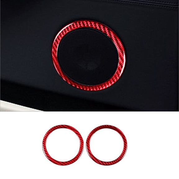 Soft Carbon Fiber Car Interior Decor Kits For BMW 6 Series E63 E64 Red Carbon Fiber Interior Front Door Speaker Cover Trim Sticker