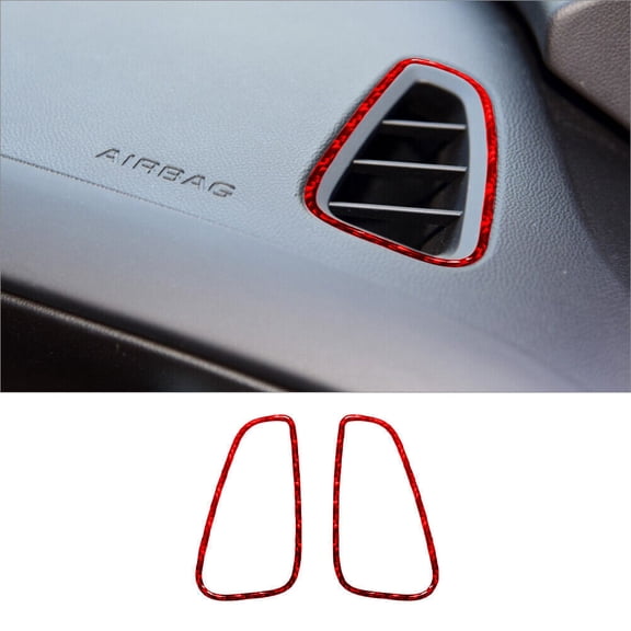 Soft Carbon Fiber Car Interior Decor Kits For Chevrolet Camaro Red Carbon Fiber Interior Dashboard Air Vent Cover Trim Sticker