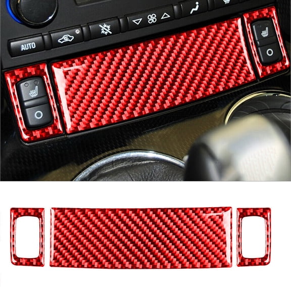 Soft Carbon Fiber Car Interior Decor Kits For Chevrolet Corvette C6 2005-07 Red Carbon Fiber Seat Heated Button Cover Trim Sticker