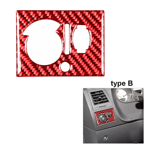 Soft Carbon Fiber Car Interior Decor Kits For Dodge Challenger 2008-14 Red Carbon Fiber Headlight Switch Cover Trim Type B Sticker