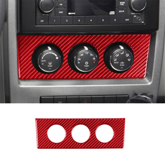 Soft Carbon Fiber Car Interior Decor Kits For Jeep Liberty 2008-12 Red Carbon Fiber Interior Climate Console Cover Trim Sticker