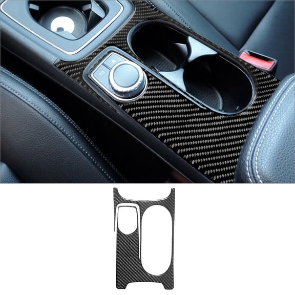 Soft Carbon Fiber Car Interior Decor Kits For Mercedes Benz CLA GLA Carbon Fiber Interior Center Cup Holder Cover Trim Sticker