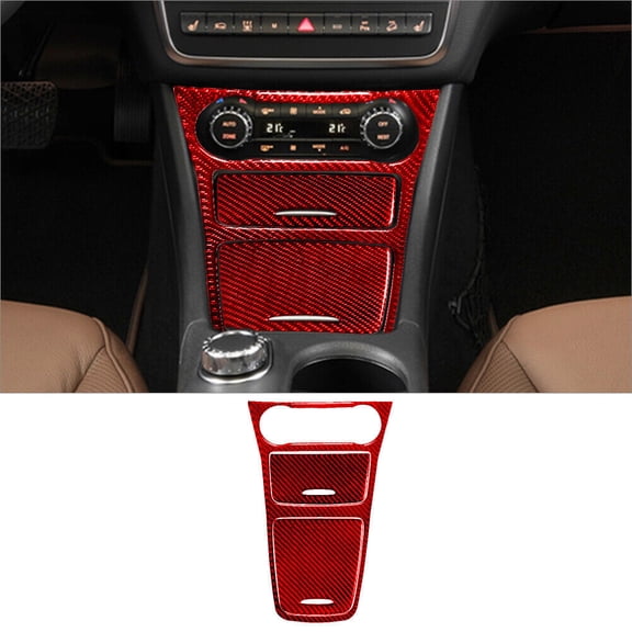Soft Carbon Fiber Car Interior Decor Kits For Mercedes Benz CLA GLA Red Carbon Fiber Interior Central Console Cover Trim Sticker