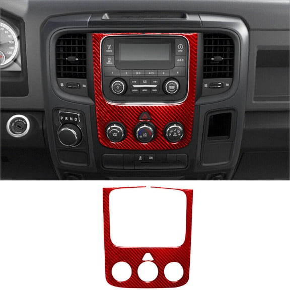 Soft Carbon Fiber Car Interior Decor Kits For RAM 1500 2013-18 Red Carbon Fiber Interior Climate Control Cover Trim Sticker