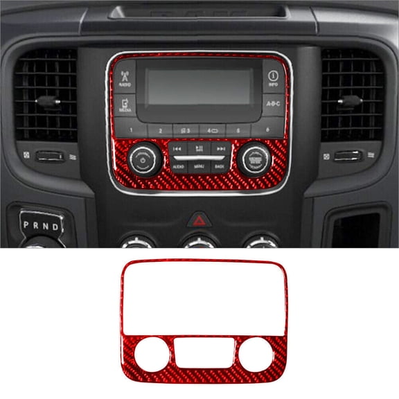 Soft Carbon Fiber Car Interior Decor Kits For RAM 1500 2013-2018 Red Carbon Fiber Interior Radio Console Cover Trim Sticker
