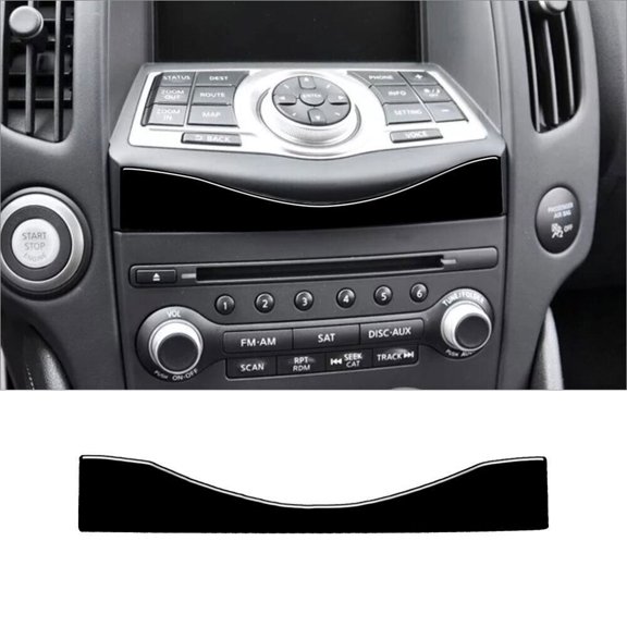 Soft Carbon Fiber Car Interior Decor Kits Glossy Piano Black Below Navigation Control Cover Trim For Nissan 370Z Sticker