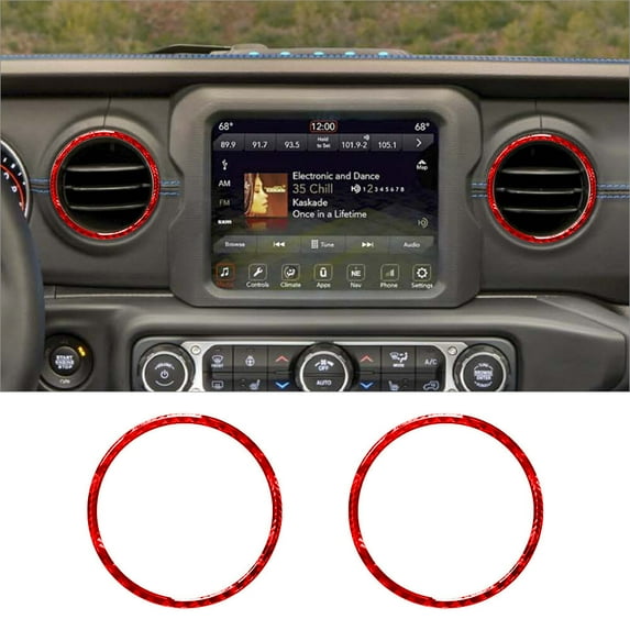 Soft Carbon Fiber Car Interior Decor Kits Red Carbon Fiber Dashboard Air Vent Cover Trim For Jeep Wrangler JL Gladiator Sticker