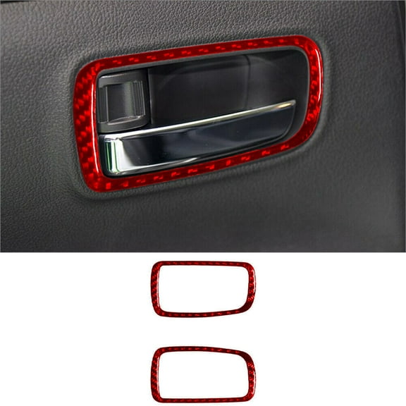 Soft Carbon Fiber Car Interior Decor Kits Red Carbon Fiber Interior Front Door Handle Cover Trim For Mitsubishi Outlander Sticker