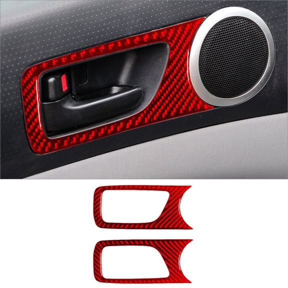 Soft Carbon Fiber Car Interior Decor Kits Red Carbon Fiber Interior Front Door Handle Cover Trim For Toyota Tacoma 2012-15 Sticker