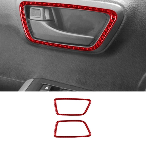 Soft Carbon Fiber Car Interior Decor Kits Red Carbon Fiber Interior Front Door Handle Frame Cover Trim For Toyota Tacoma Sticker