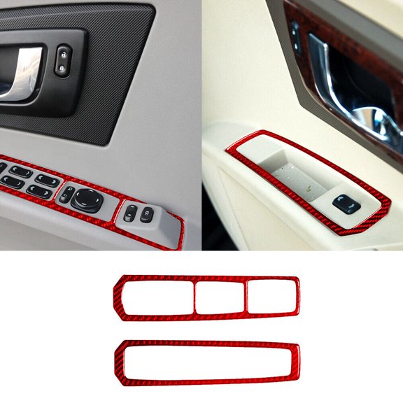 Soft Carbon Fiber Car Interior Decor Kits Red Carbon Fiber Interior Front Window Control Cover Trim For Cadillac CTS 03-07 Sticker