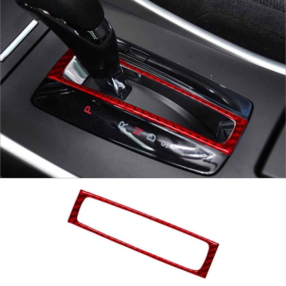 Soft Carbon Fiber Car Interior Decor Kits Red Carbon Fiber Interior Gear Shift Frame Cover Trim For Honda Accord 2013-2017 Sticker