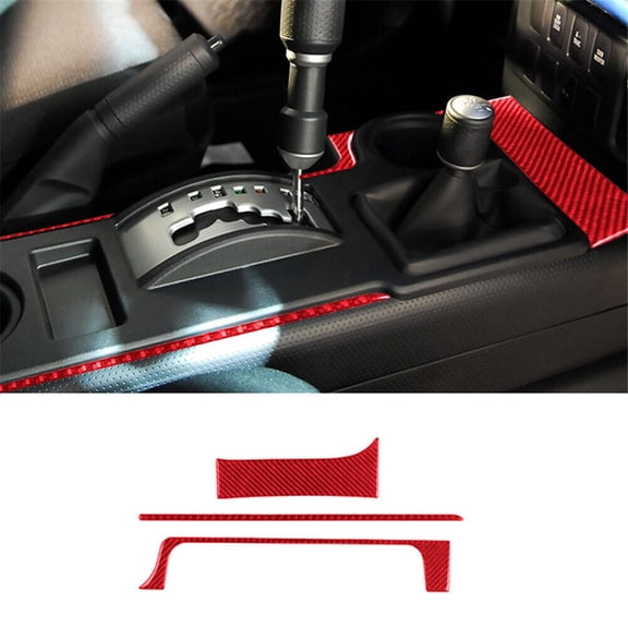 Soft Carbon Fiber Car Interior Decor Kits Red Carbon Fiber Interior Gear Shift Frame Cover Trim For Toyota FJ Cruiser Sticker