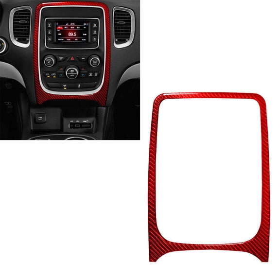 Soft Carbon Fiber Car Interior Decor Kits Red Carbon Fiber Interior Navigation Systerm Frame Cover Trim For Dodge Durango Sticker