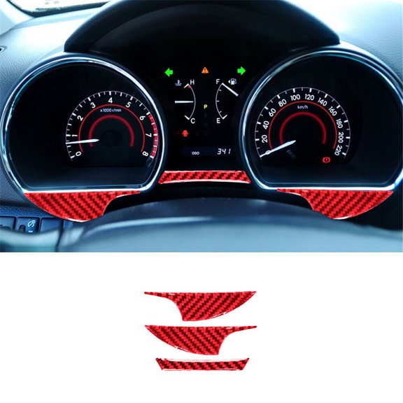 Soft Carbon Fiber Car Interior Decor Kits Red Carbon Fiber Interior Speedometer Cover Trim For Toyota Highlander 2008-13 Sticker