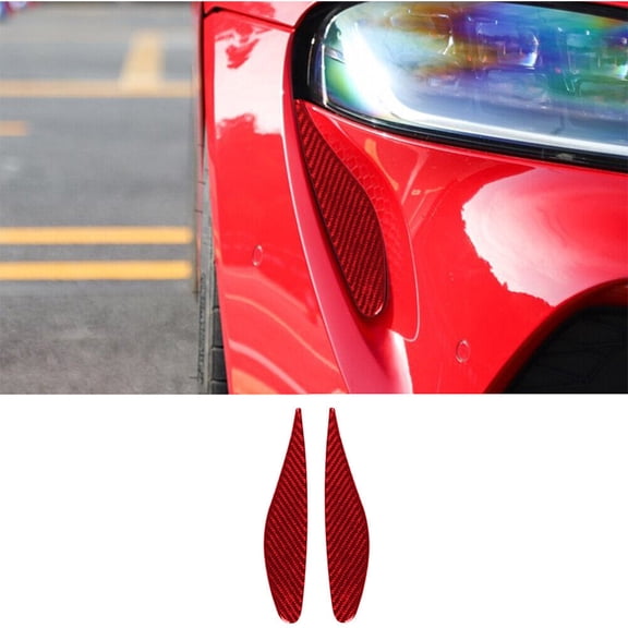 Soft Carbon Fiber Car Interior Decor Kits Red Carbon Fiber Side Headlight Engine Hood Vent Outlet Cover Trim For Supra A90 Sticker