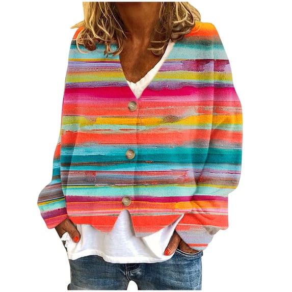 Soft Cardigan Sweater Womens Long Sleeve Button Front V-Neck Cardigans Lightweight Soft Knit Tops Multicolor, XL