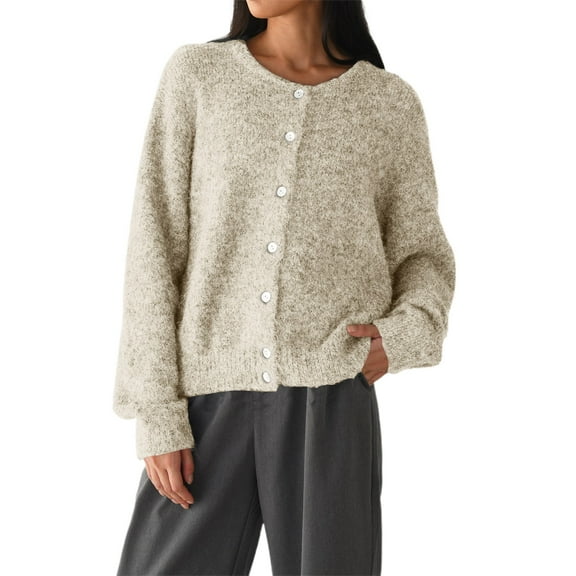 Soft Cardigans for Women, Yigetop Women Casual Cardigan Sweater Button Down Crewneck Soft Knit Lightweight Going Out Pullover Tops Women Cardigan Sweater Khaki L