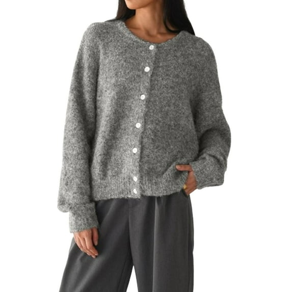Soft Cardigans for Women, Yigetop Women Casual Cardigan Sweater Button Down Crewneck Soft Knit Lightweight Going Out Pullover Tops Women Cardigan Sweater Light Ashy M