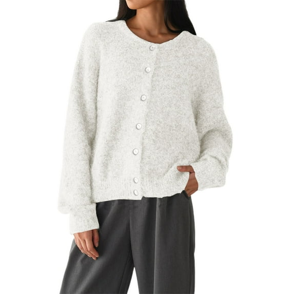 Soft Cardigans for Women, Yigetop Women Casual Cardigan Sweater Button Down Crewneck Soft Knit Lightweight Going Out Pullover Tops Women Cardigan Sweater White L