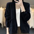 thumbnail image 1 of Soft Cardigans for Women 2024 Fall Winter Basic Long Sleeve Knit Open Front Sweaters Cardigan Black L, 1 of 4
