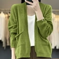 thumbnail image 1 of Soft Cardigans for Women 2024 Fall Winter Basic Long Sleeve Knit Open Front Sweaters Cardigan Green S, 1 of 4