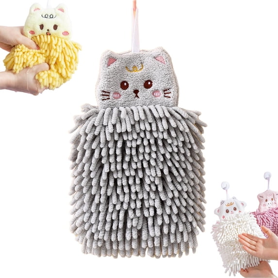 Soft Cartoon Animal Chenille Hand Towel, Funny Hand Towels for Bathroom Kitchen, Reusable Hanging Absorbent Quick Dry Hand Wipe, Cute Bathroom Hand Drying Towel 1Pcs