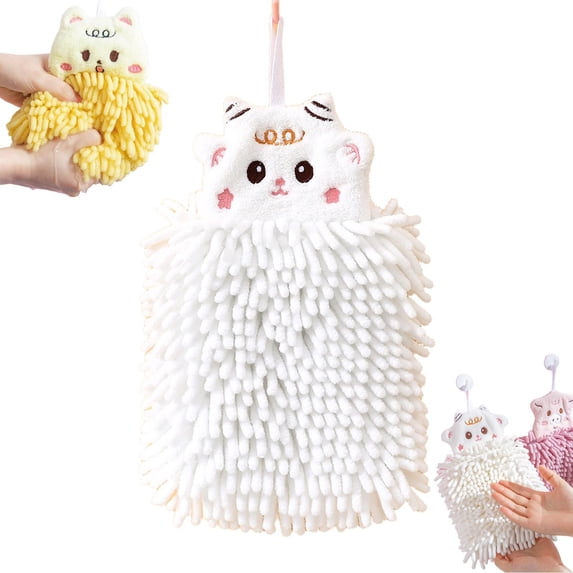 Soft Cartoon Animal Chenille Hand Towel, Funny Hand Towels for Bathroom Kitchen, Reusable Hanging Absorbent Quick Dry Hand Wipe, Cute Bathroom Hand Drying Towel 1Pcs
