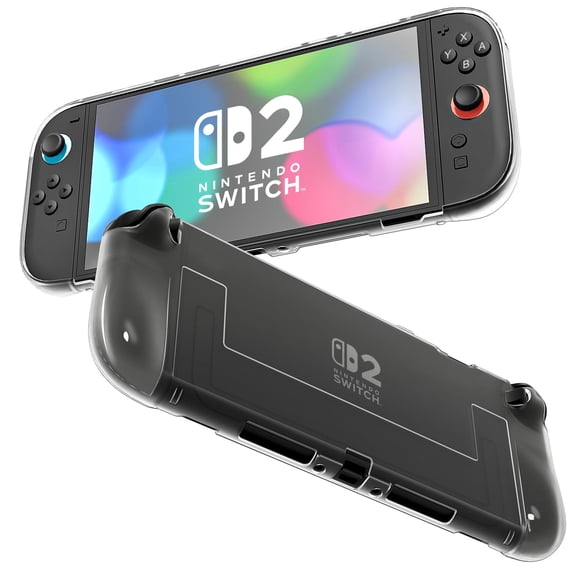 Soft Case Compatible with Nintendo Switch 2, Clear Cover Compatible with Nintendo Switch 2 with 6 Thumb Grips, TPU Protective Case for Switch 2, Shockproof, Anti-Scratch, Ergonomic Grip Design