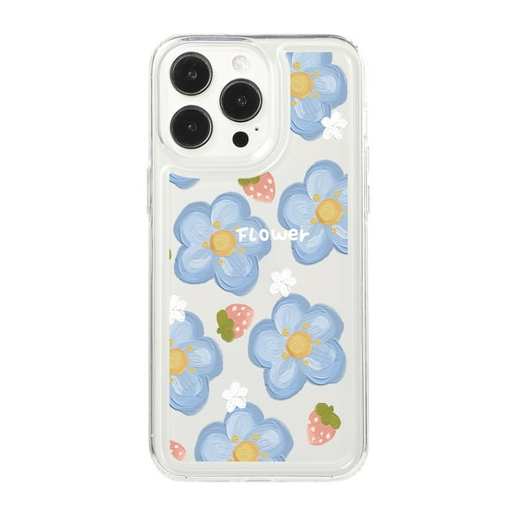 Soft Case Compatible with iPhone 15, Clear Floral Pattern Print Design Flexible TPU Shockproof Slim Cover for Women Girls, Flower Protective Phone Case for iPhone 15, Flower-A