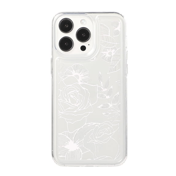 Soft Case Compatible with iPhone 15 Pro, Clear Floral Pattern Print Design Flexible TPU Shockproof Slim Cover for Women Girls, Flower Protective Phone Case for iPhone 15 Pro, Flower-D