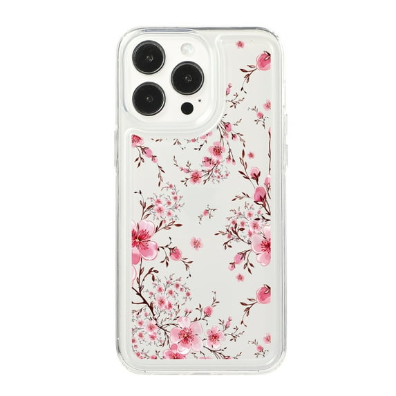 Soft Case Compatible with iPhone 16 Pro, Clear Floral Pattern Print Design Flexible TPU Shockproof Slim Cover for Women Girls, Flower Protective Phone Case for iPhone 16 Pro, Flower-E