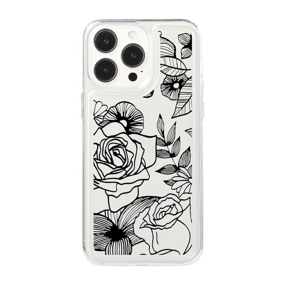 Soft Case Compatible with iPhone 16 Pro Max, Clear Floral Pattern Print Design Flexible TPU Shockproof Slim Cover for Women Girls, Flower Protective Phone Case for iPhone 16 Pro Max, Flower-C