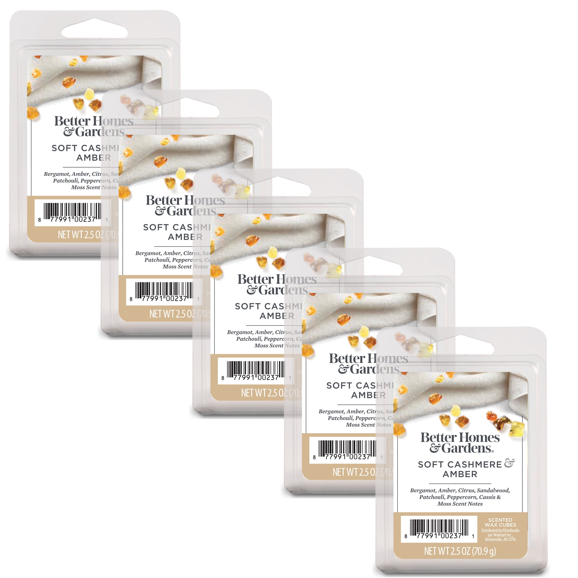 Soft Cashmere Amber Scented Wax Melts, Better Homes & Gardens, 2.5 oz (5-Pack) - Walmart.com