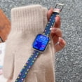 thumbnail image 1 of Soft Casual Fabric Denim Band fpr Apple Watch 38/40/41/42mm(S10), Compatible with iWatch Series 10–1 SE Ultra, Cute Colorful Dot Strap for Girls Women, Adjustable Metal Buckle, Darkblue, 1 of 5