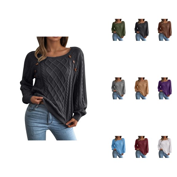 Soft Casual Pullover Sweater Cozy Ribbed Knit Top Long Sleeve Crewneck Fall Winter Tunic Blouse