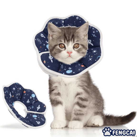 Soft Cat Cone, Adjustable Pet Recovery Collar after Surgery to Prevent Licking Wound, Protective Cat Neck Cone, Comfortable Pet Elizabethan Collar for Cats Kittens and Puppies