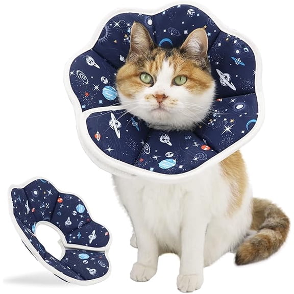Soft Cat Cone, Adjustable Recovery Collar After Surgery to Prevent Licking Wound, Protective Cat Neck Cone, Comfortable Pet Elizabethan Collar for Cats Kittens and Puppies (M)