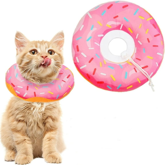 Soft Cat Cone Collar In Cute Donut Design Adjustable Recovery Collar For Kittens(S)