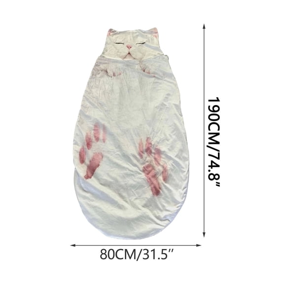 Soft Cat Pattern Adult Sleeping Bag for Indoor and Outdoor Use, Cozy Fleece Fabric with Easy Care Washable Design